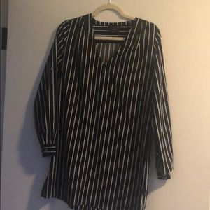 Black and white vertical stripe dress